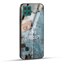 Samsung Galaxy F62 Back Cover Travel is My Therapy Glass Case