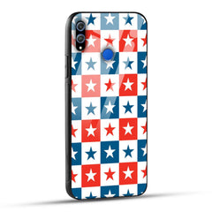 Honor 8X Back Cover Blue And Red Star Print Printed Glass Case