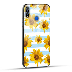 Honor 8X Back Cover Beautiful Sunflower Doodle Printed Glass Case