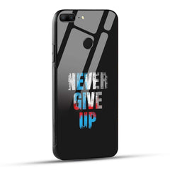 Honor 9 Lite Back Cover Never Give Up Quote Printed Glass Case