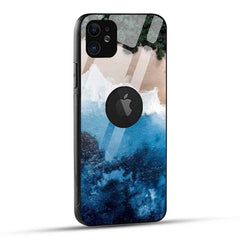 iPhone 11 Logo Cut Back Cover Beach Ocean Blue Glass Case