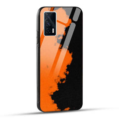 iQOO 7 5G Back Cover Orange Black Pattern Glass Case