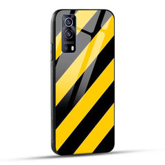 iQOO Z3 5G Back Cover Yellow Black Stripe Glass Case