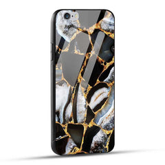 iPhone 6 Plus / iPhone 6s Plus Back Cover Black Marble Glass Case