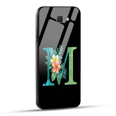 Samsung Galaxy J5 Prime Back Cover M Alphabet Green Floral Name Initial Letter Glass Case