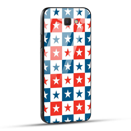 Samsung Galaxy J5 Prime Back Cover Blue And Red Star Print Printed Glass Case