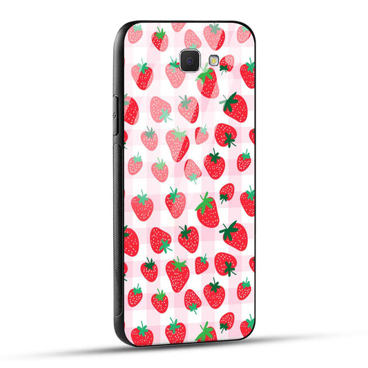 Samsung Galaxy J5 Prime Back Cover Doodle Of Strawberries Printed Glass Case