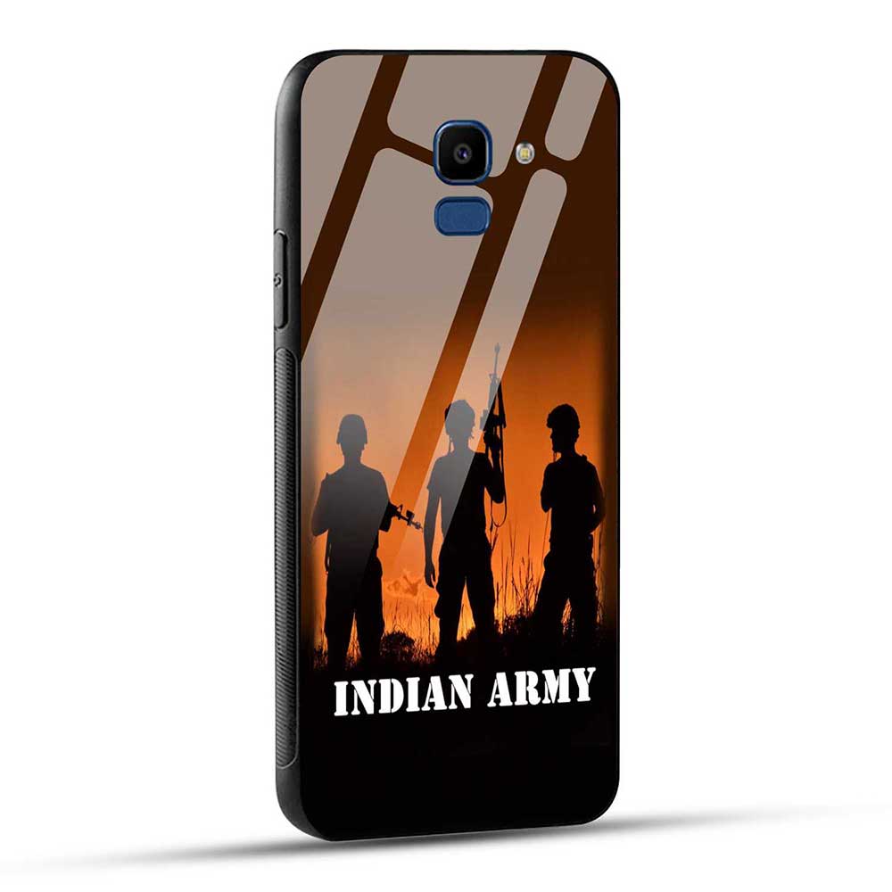 Samsung Galaxy J6 Back Cover Indian Army Glass Case