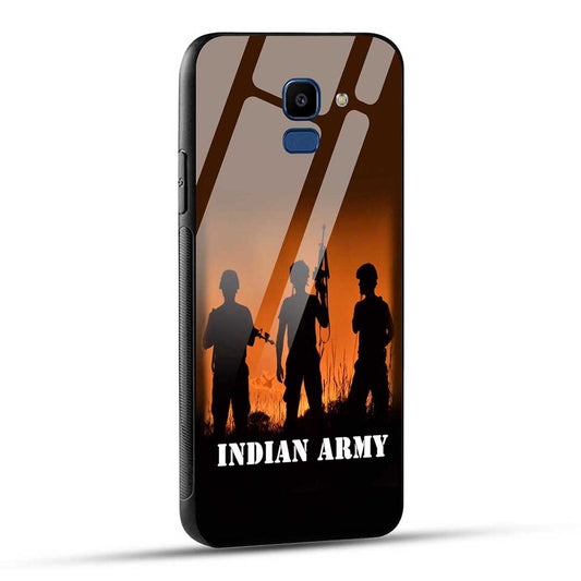 Samsung Galaxy J6 Back Cover Indian Army Glass Case