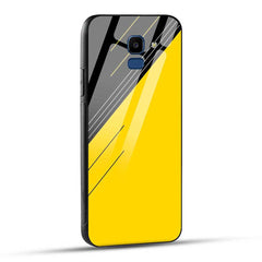 Samsung Galaxy J6 Back Cover Black Yellow Designer Glass Case