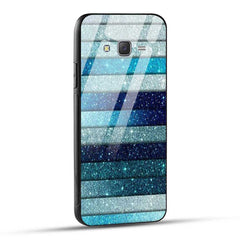 Samsung Galaxy J7 2015 / J7 Nxt Back Cover Blue Glitter Glass Case