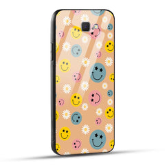 Samsung Galaxy J7 Prime / Samsung Galaxy On Nxt Back Cover Smiley And Flowers Printed Glass Case