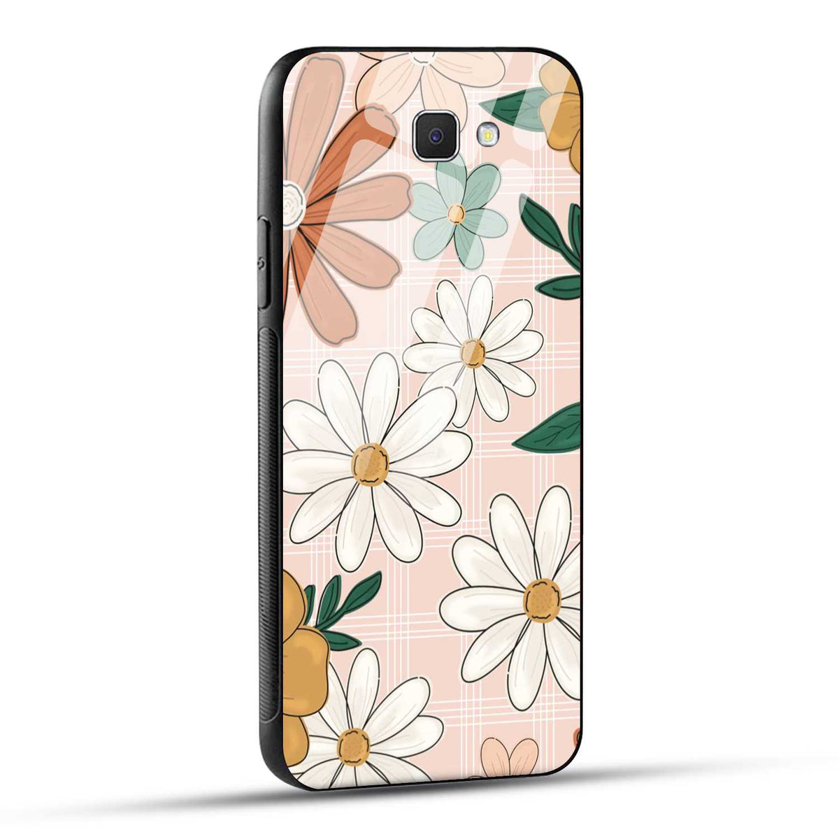 Samsung Galaxy J7 Prime / Samsung Galaxy On Nxt Back Cover Retro Flower Art Printed Glass Case