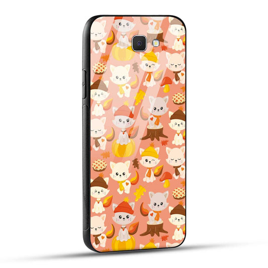 Samsung Galaxy J7 Prime / Samsung Galaxy On Nxt Back Cover Cute Kittys Printed Glass Case