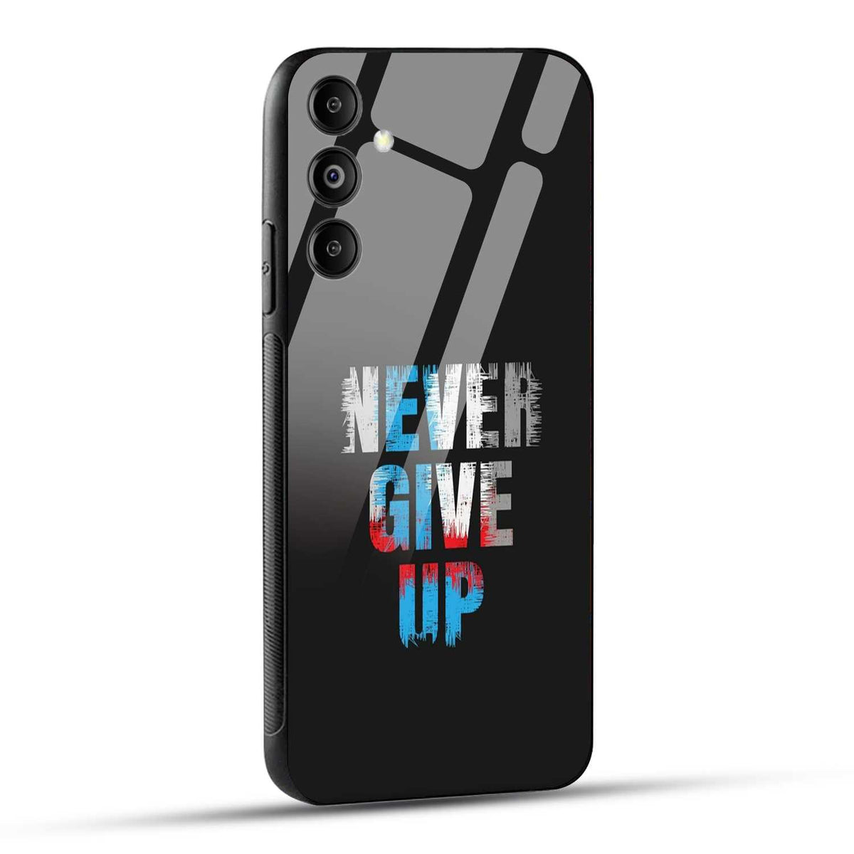 Samsung Galaxy M14 5G Back Cover Never Give Up Quote Printed Glass Case