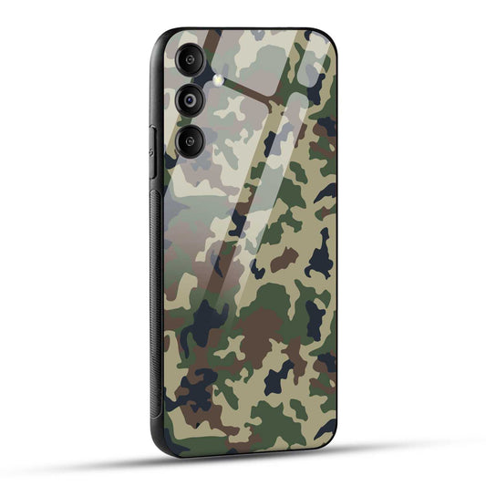 Samsung Galaxy M14 5G Back Cover Army Pattern Printed Glass Case