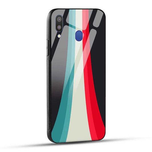 Samsung Galaxy M20 Back Cover Color Stripes Rainbow Glass Case