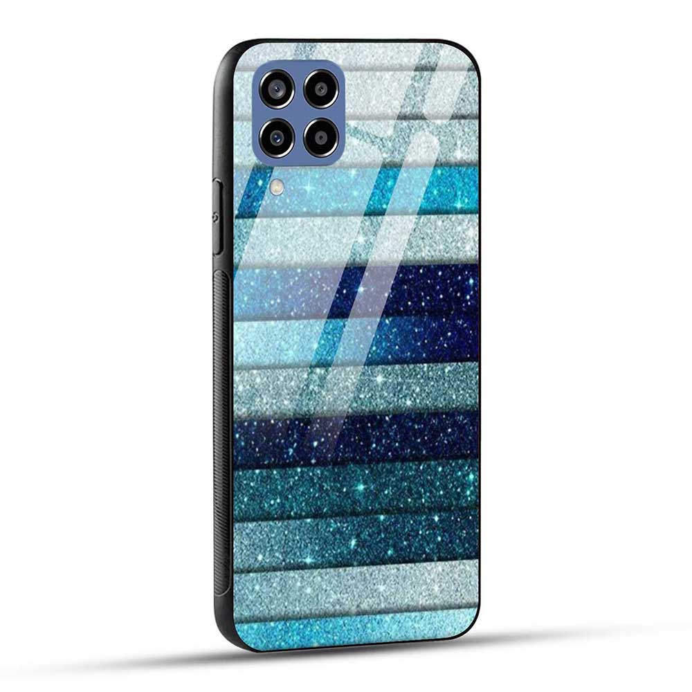 Samsung Galaxy M33 5G Back Cover Blue Glitter Glass Case