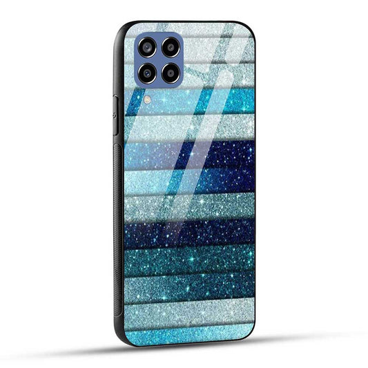 Samsung Galaxy M33 5G Back Cover Blue Glitter Glass Case