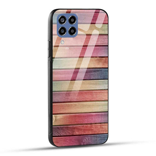 Samsung Galaxy M33 5G Back Cover Wooden Stripes Glass Case