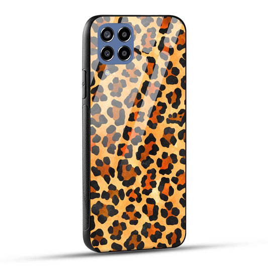 Samsung Galaxy M33 5G Back Cover Leopard Pattern Printed Glass Case