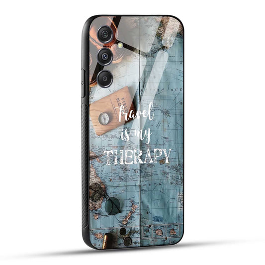 Samsung Galaxy M34 5G Back Cover Travel Is My Therapy Printed Glass Case