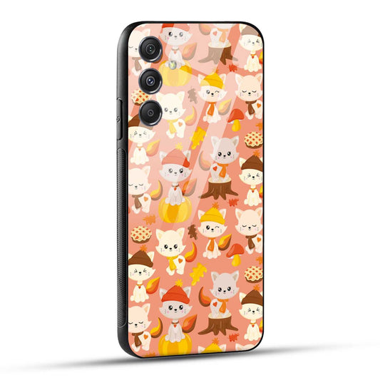 Samsung Galaxy M34 5G Back Cover Cute Kittys Printed Glass Case