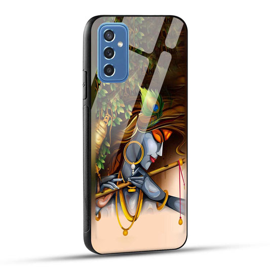 Samsung Galaxy M52 5G Back Cover Lord Krishna with Flute Printed Glass Case