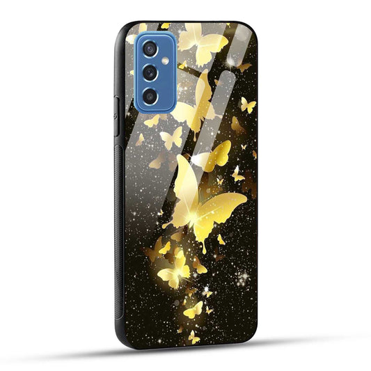 Samsung Galaxy M52 5G Back Cover Golden Butterfly Printed Glass Case