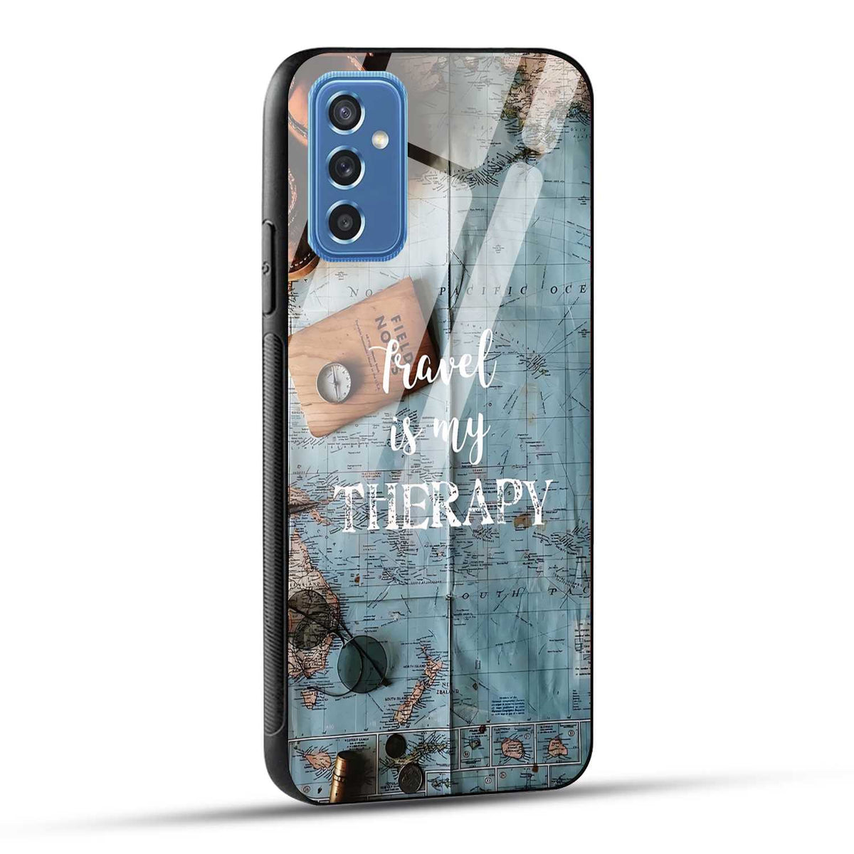 Samsung Galaxy M52 5G Back Cover Travel Is My Therapy Printed Glass Case