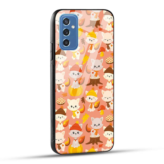 Samsung Galaxy M52 5G Back Cover Cute Kittys Printed Glass Case