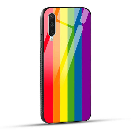 Mi A3 Back Cover Stripes Rainbow Colors Glass Case