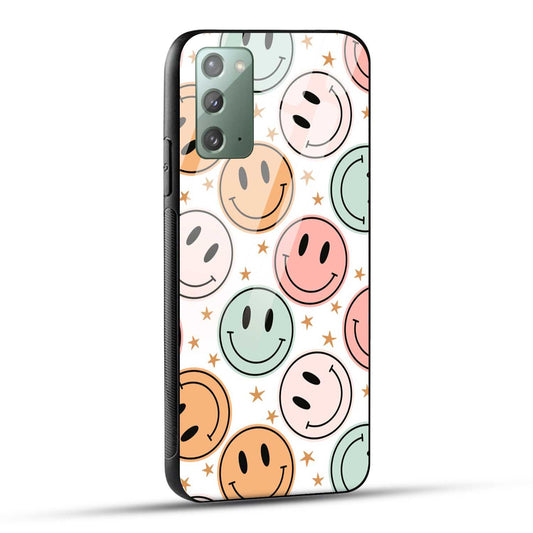 Samsung Galaxy Note 20 Back Cover Smiling Flowers And Stars Printed Glass Case