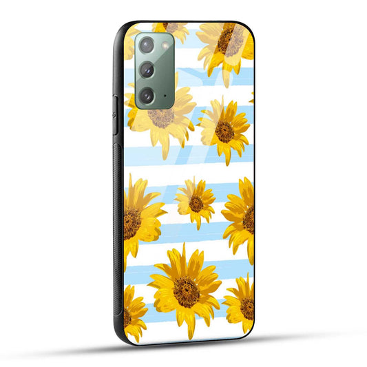 Samsung Galaxy Note 20 Back Cover Beautiful Sunflower Doodle Printed Glass Case