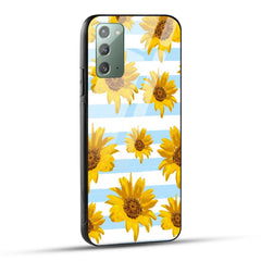 Samsung Galaxy Note 20 Back Cover Beautiful Sunflower Doodle Printed Glass Case