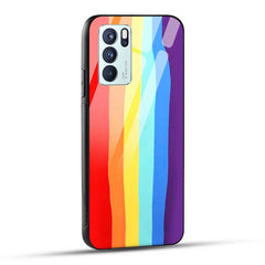 OPPO Reno6 Pro 5G Back Cover Color Gradient Rainbow Stripes Glass Case
