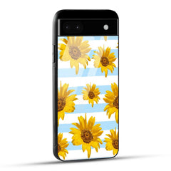 Google Pixel 6A Back Cover Beautiful Sunflower Doodle Printed Glass Case