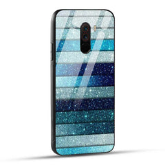 POCO F1 Back Cover Blue Glitter Glass Case