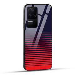 POCO F4 5G Back Cover Red Stripes On Blue Glass Case