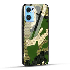 OPPO Reno7 5G Back Cover Indian Army Camouflage Glass Case