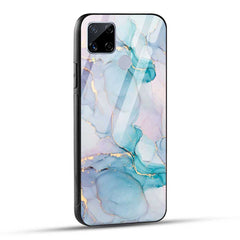 Realme C15 Back Cover Blue Marble Glass Case