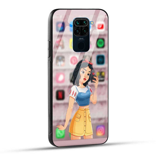 Redmi Note 9 Back Cover Princess Girl Glass Case