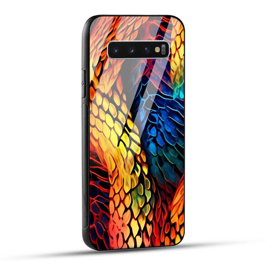 Samsung Galaxy S10 4G Back Cover Colorburst Jungle Rainbow Animal Spots Printed Glass Case