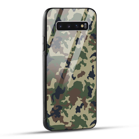 Samsung Galaxy S10 4G Back Cover Army Pattern Printed Glass Case