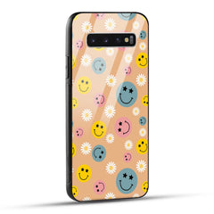 Samsung Galaxy S10 4G Back Cover Smiley And Flowers Printed Glass Case