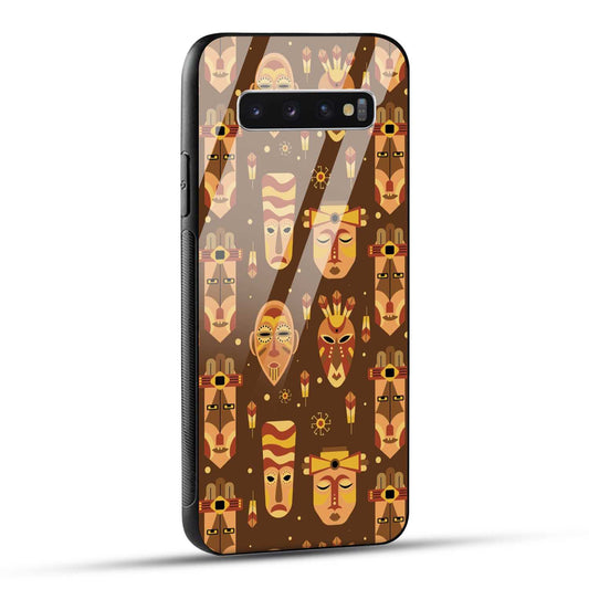 Samsung Galaxy S10 4G Back Cover Tribal African Mask Printed Glass Case