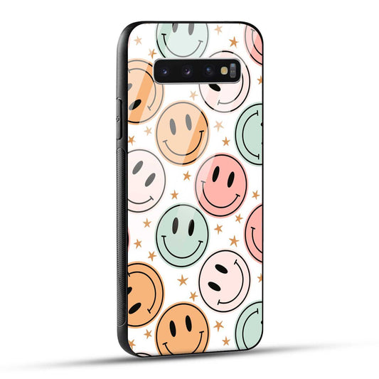 Samsung Galaxy S10 4G Back Cover Smiling Flowers And Stars Printed Glass Case