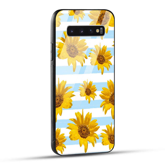 Samsung Galaxy S10 4G Back Cover Beautiful Sunflower Doodle Printed Glass Case