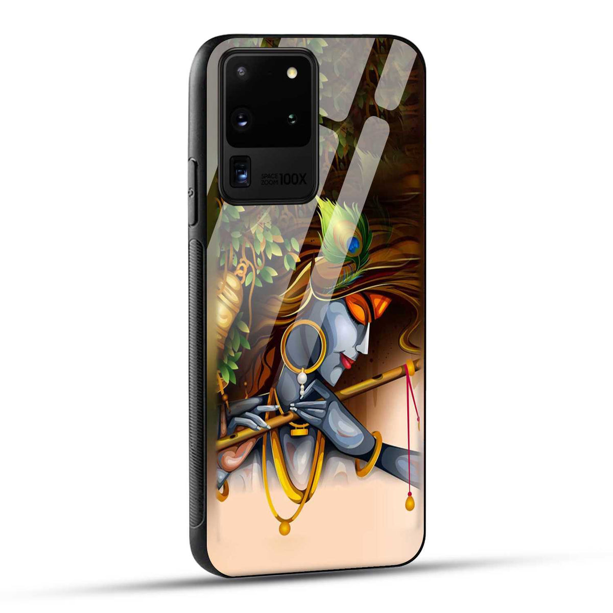 Samsung Galaxy S20 Ultra Back Cover Lord Krishna with Flute Printed Glass Case
