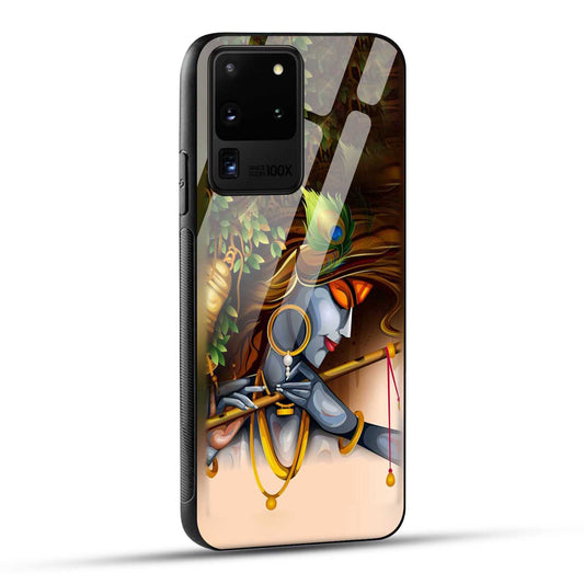 Samsung Galaxy S20 Ultra Back Cover Lord Krishna with Flute Printed Glass Case